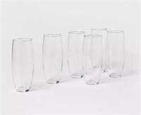 6-Pk 9oz Glass Stemless Champagne Flutes - Made By