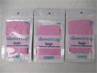 (3) Conair Shower Cap, Pink, L