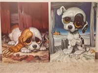 Vintage Lot of 2 Gig Pity Puppy Prints 1960's