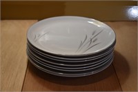 Lot of 8 Platinum Wheat Fine China Dinner Plates