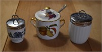Vintage Ceramic Sugar Bowls Set with Spoon