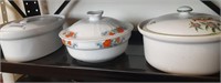 New and Vintage Lot of 3 Covered Casseroles