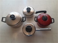 Lot of 4 Lidded Cooking Pots