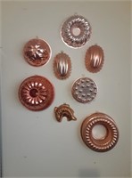 Vintage Lot of 8 Copper Mold Pans