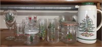 Vintage Lot of Christmas Glasses and Carafe