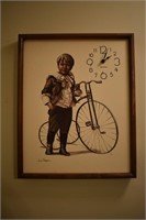 Vintage Boy With Bicycle Wall Clock