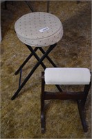 Lot of 2 Folding Stool and Rocking Footstool