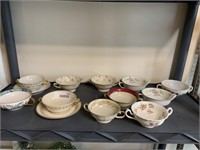 Vintage Lot of 13 Cream Soup/ Bouillon Bowls