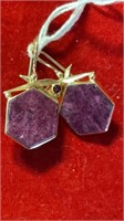 14 KT earrings purple stones