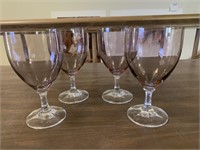 Lot of 4 Footed Amethyst Wine Glasses