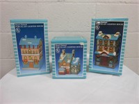 3 Lighted Hand Painted Porcelain Christmas Houses