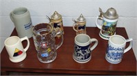 8 Beer Mugs, Steins, including Holland Delfts