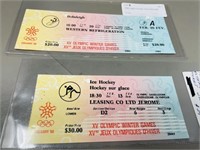1988 Calgary Olympic tickets - Bobsleigh & hockey