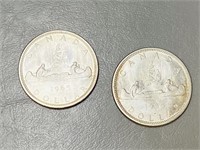 2 - 1965 Canadian Voyager silver dollars