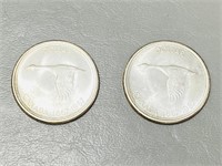2 - 1967 Canada Centennial Silver dollars
