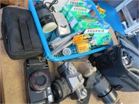 camera lot unused fuji film cameras lenses cases