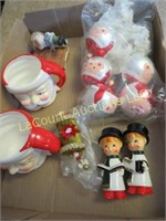 vintage holiday ornaments santa mugs carollers