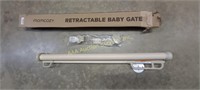 Momcozy Retractable Baby Gate. Cream. Open box.