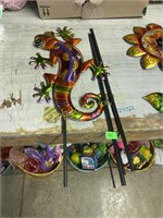 Glass and metal lizard garden stake new store
