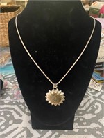Beautiful Heavy Sterling sunflower necklace