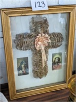 Vintage Framed Woven Cross - 14.5" x 18"