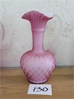 Pink Satin Glass Pitcher