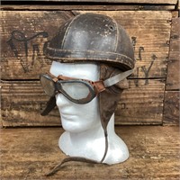 Vintage Leather Pilot Cap & Goggles