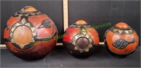 3pc African Gourd Lidded Jugs