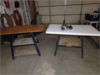 1/2" Craftsman drill and 2 work tables