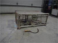 SICKLE & LG. WOODEN LOBSTER CRATE-ROUGH SHAPE