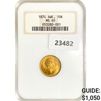1874 10K 4.5g Sweden Gold NGC MS65