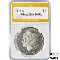 1878-S Morgan Silver Dollar PGA MS64+ DMPL
