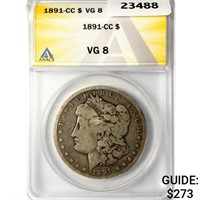1891-CC Morgan Silver Dollar ANACS VG8