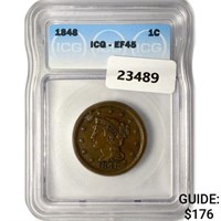 1848 Braided Hair Large Cent ICG EF45
