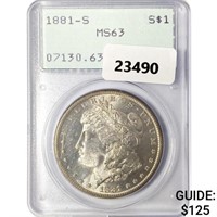 1881-S Morgan Silver Dollar PCGS MS63