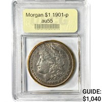 1901-P Morgan Silver Dollar USCG AU55