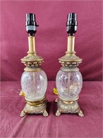 Set of 2 cracked glass lamps