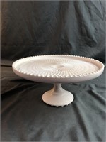 1950s Jeanette Vintage Pink Milk Glass Cake Stand