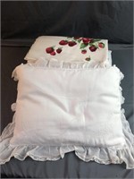 Two Small Lacey Pillows and Lot of Table Cloth