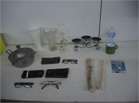 CANDLE HOLDERS,VASES,RECORDER,POT W/LID & MORE