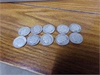 10- 1950s silver dimes