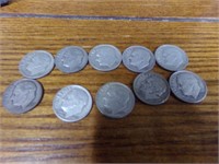 10-1950s silver dimes