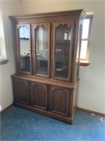 Two piece China cabinet with glass shelves 
78