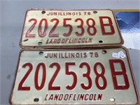 Set of Illinois 1978 License Plates