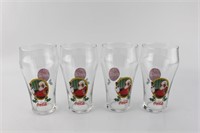 FOUR COCA COLA GLASS CUPS