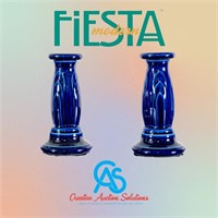 Fiesta Cobalt Blue Set of 2 Candlesticks w/ Box