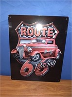 Route 66 racing metal sign...12×15". Sharp