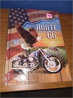 Route 66 Eagle/motor cycle/vintage car metal