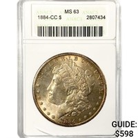 1884-CC Morgan Silver Dollar ANACS MS63