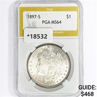 1897-S Morgan Silver Dollar PGA MS64